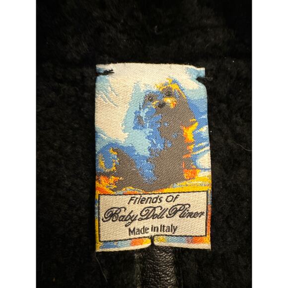 Donald Pliner Friends of baby Doll Pliner suede black sherpa dog coat size M - Picture 2 of 11